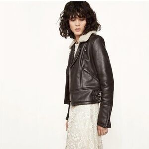 Maje Aviator Jacket with detachable shearling collar